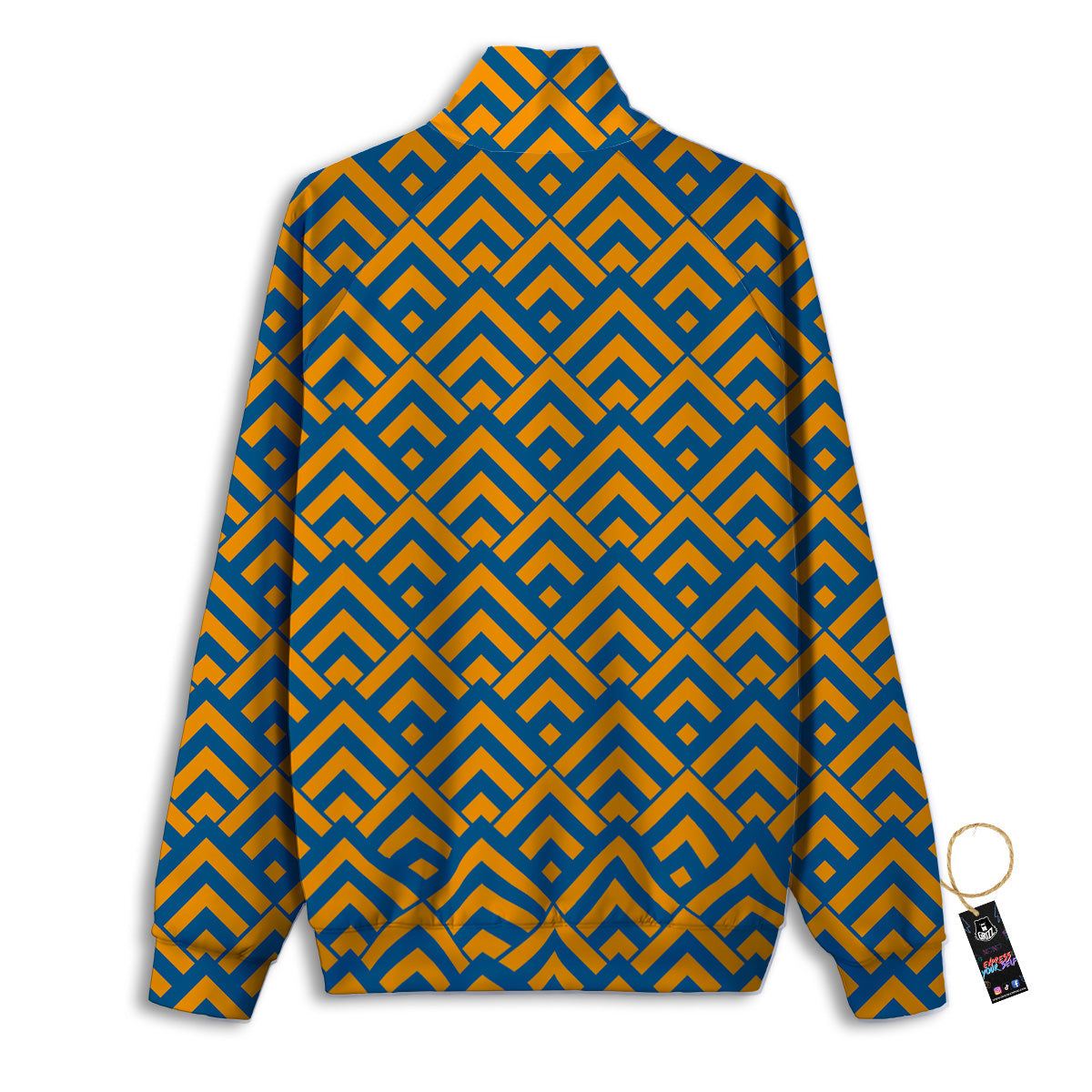 Orange And Blue Chevrons Print Pattern Track Jacket-grizzshop