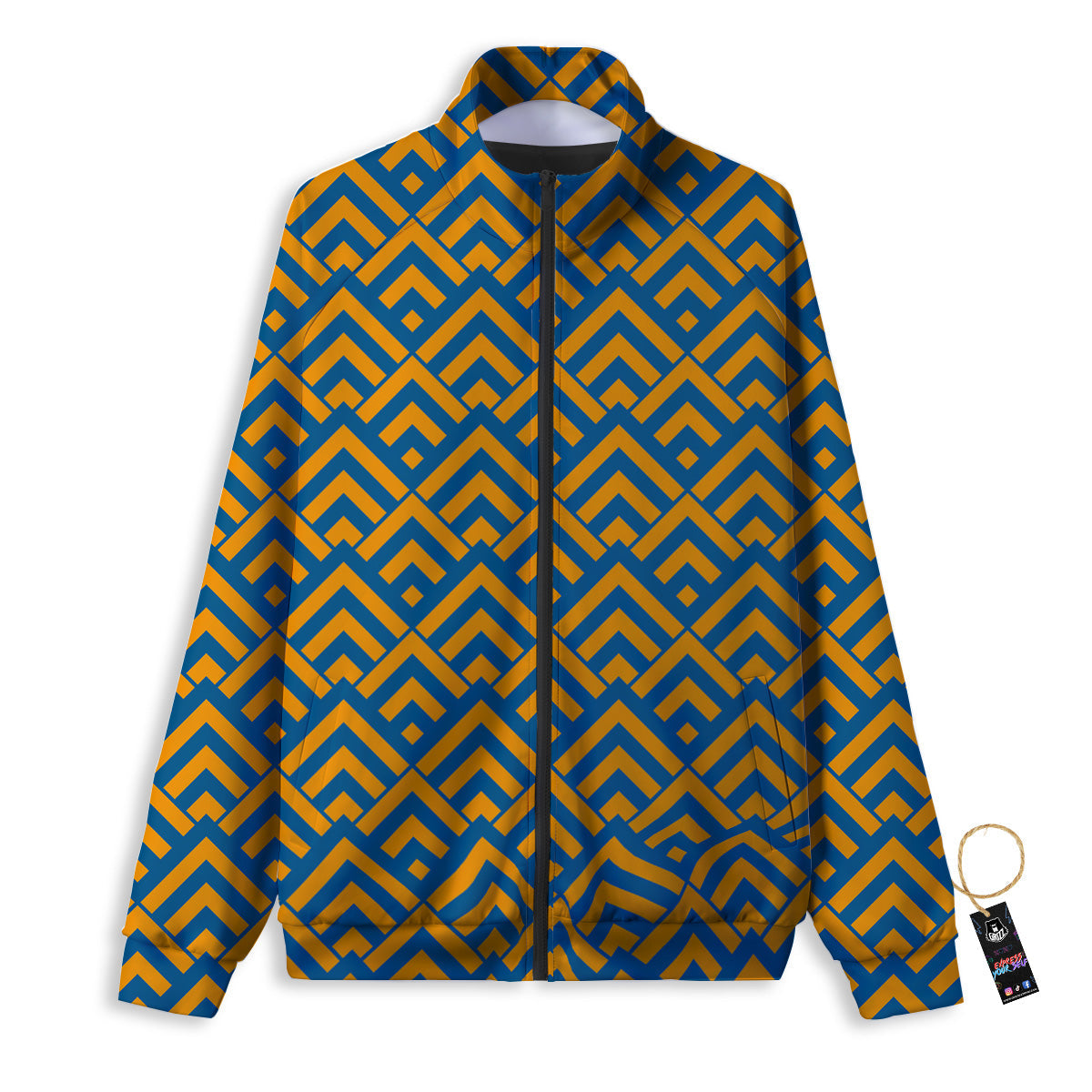 Orange And Blue Chevrons Print Pattern Track Jacket-grizzshop