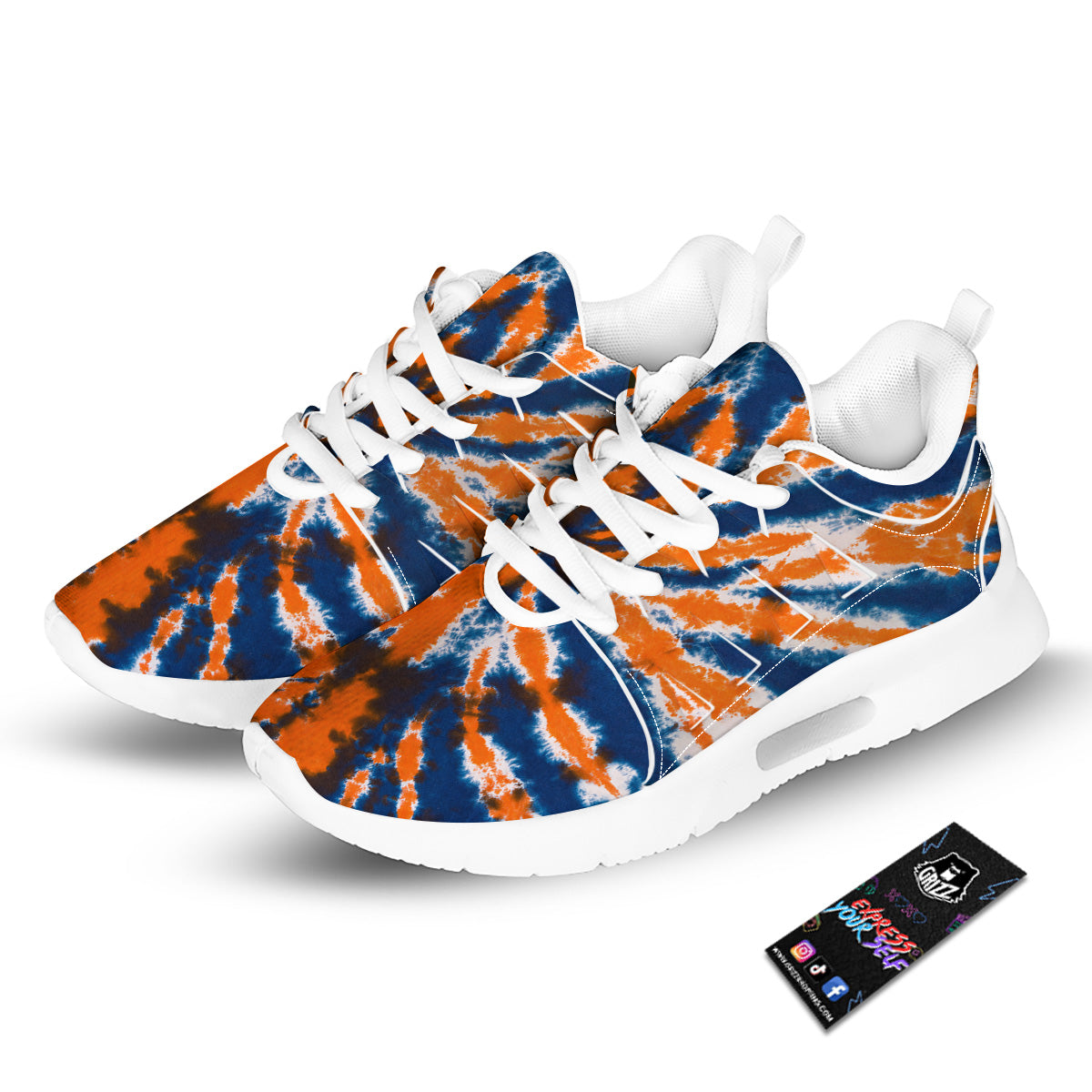 Orange And Blue Tie Dye Spider Print Tennis Shoes-grizzshop