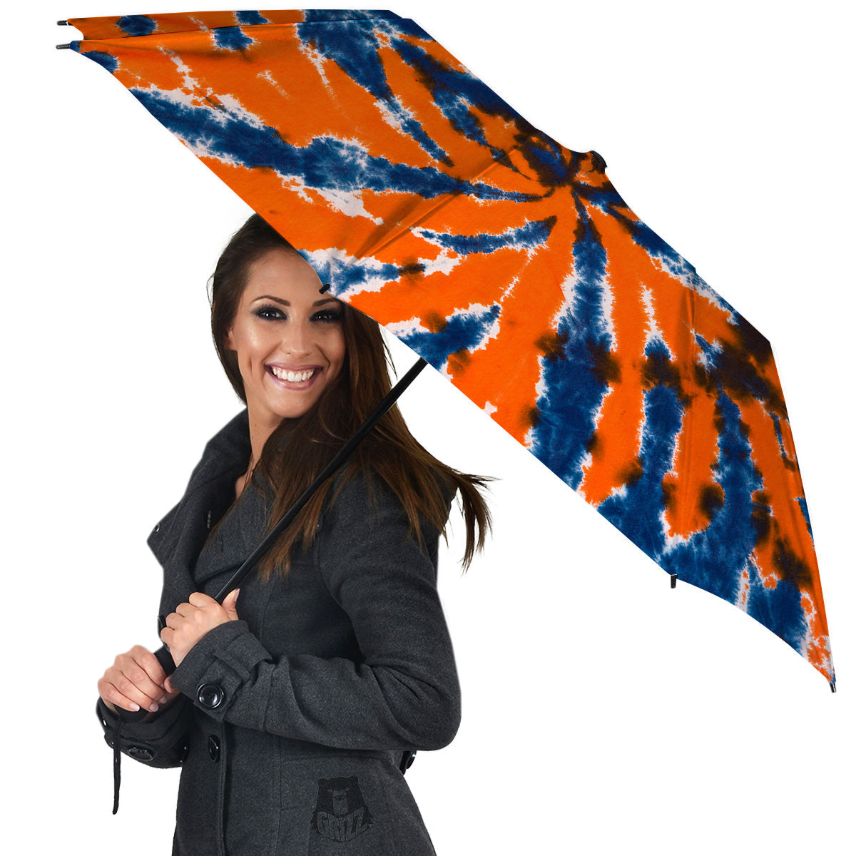 Orange And Blue Tie Dye Spider Print Umbrella-grizzshop