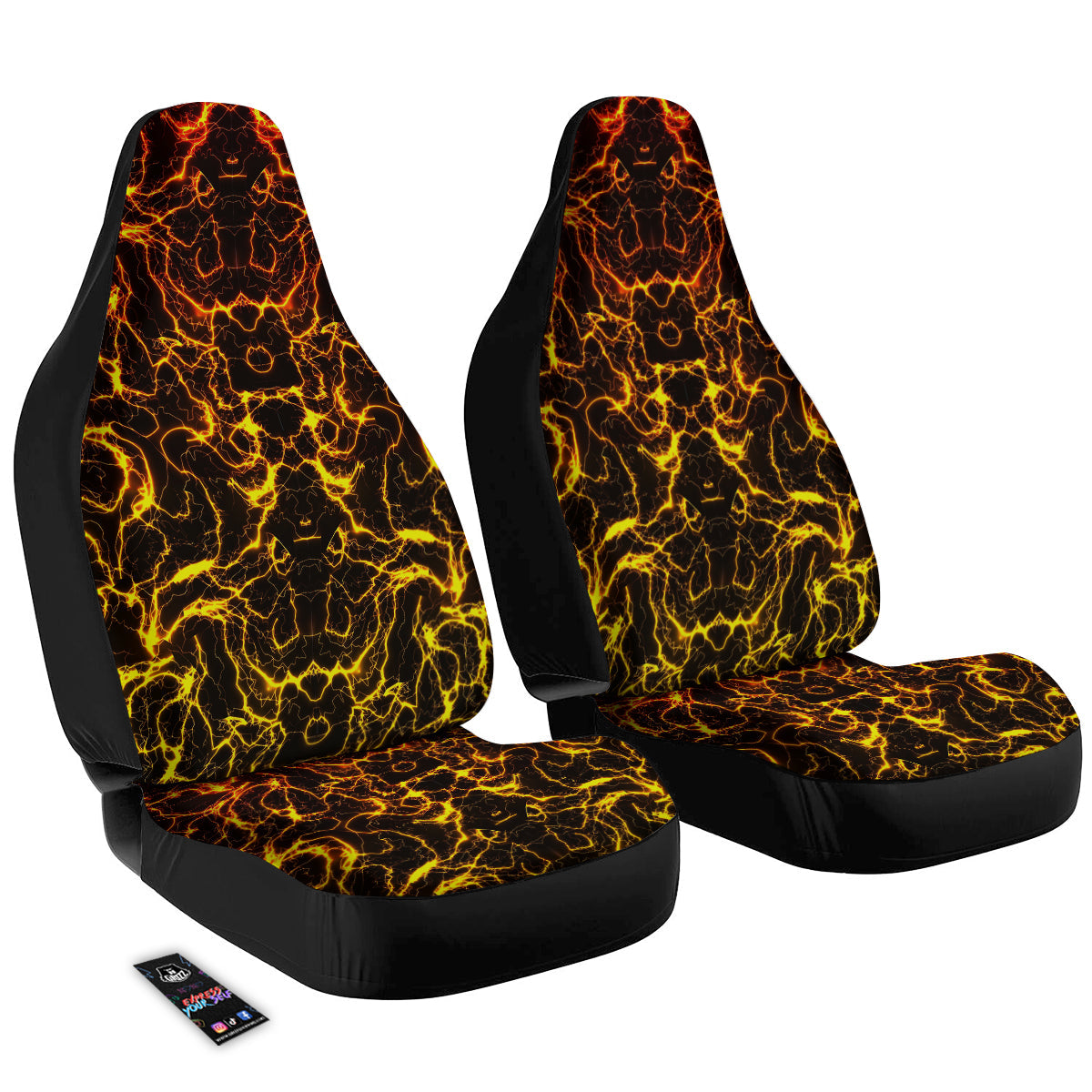 Orange And Gold Lightning Print Car Seat Covers-grizzshop