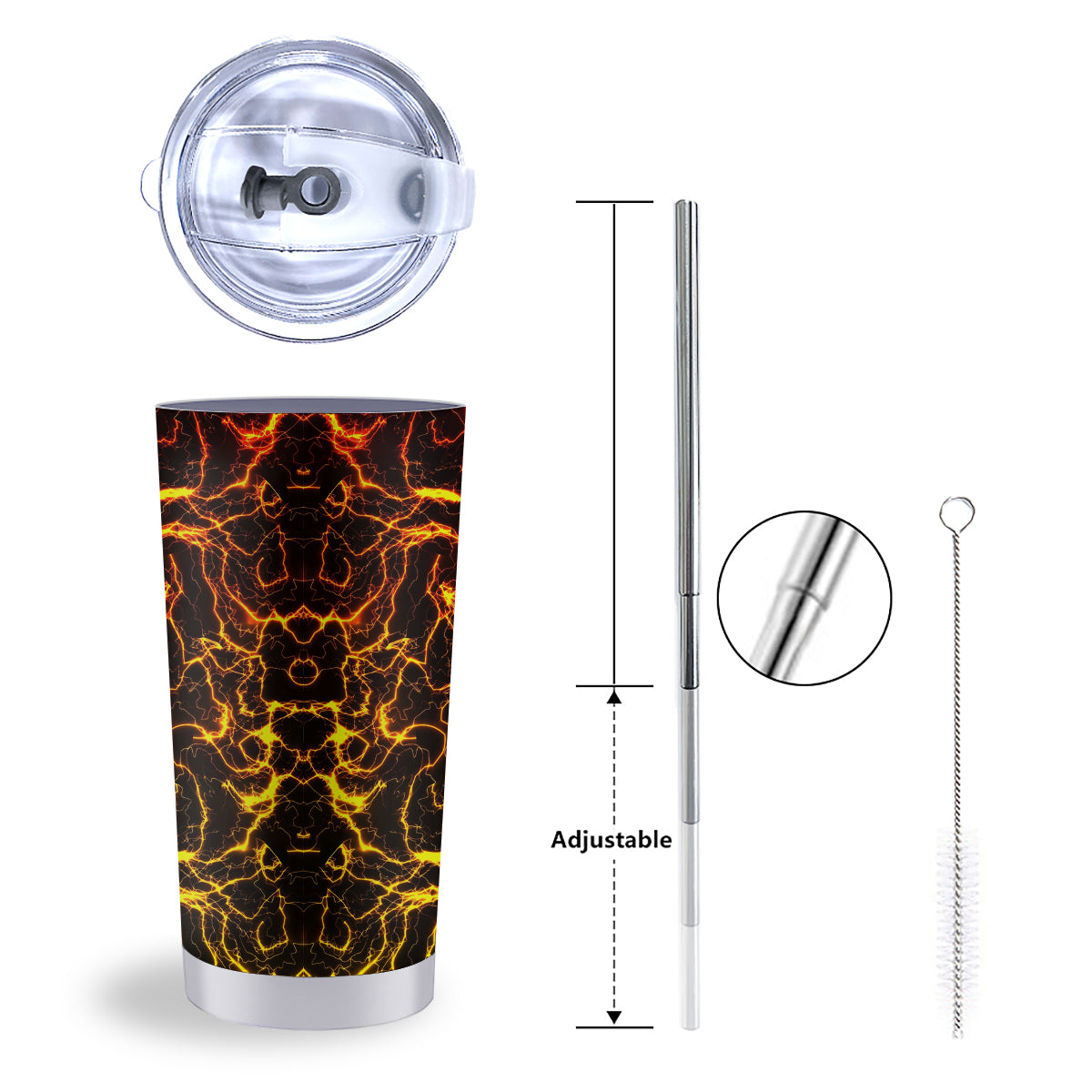 Orange And Gold Lightning Print Tumbler-grizzshop