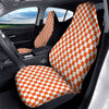 Orange And White Checkered Print Pattern Car Seat Covers-grizzshop