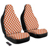 Orange And White Checkered Print Pattern Car Seat Covers-grizzshop