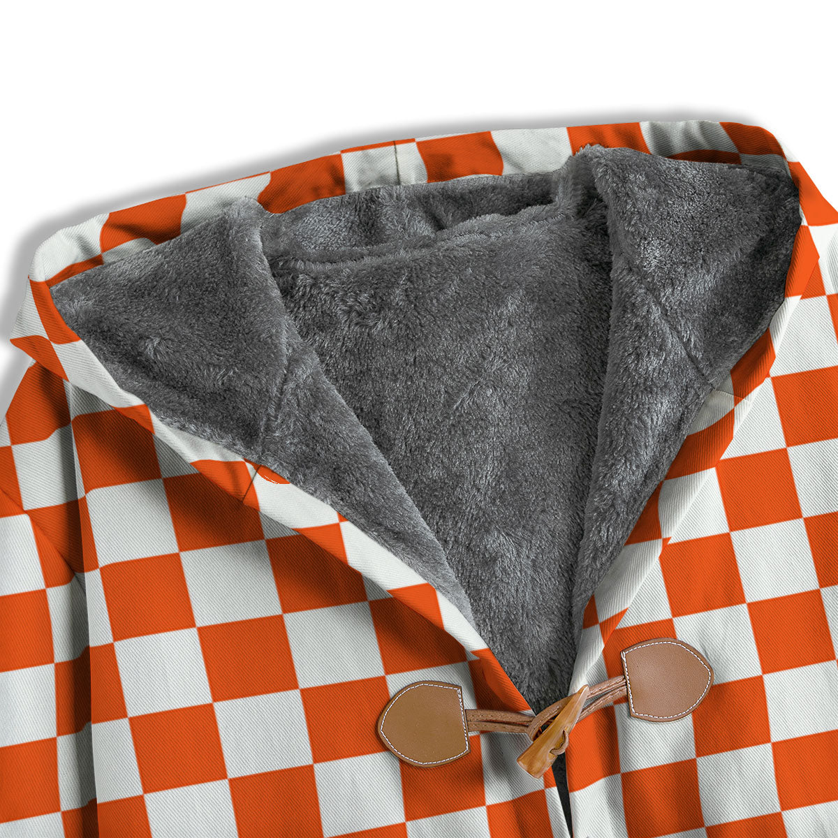 Orange And White Checkered Print Pattern Men's Windbreaker Jacket-grizzshop