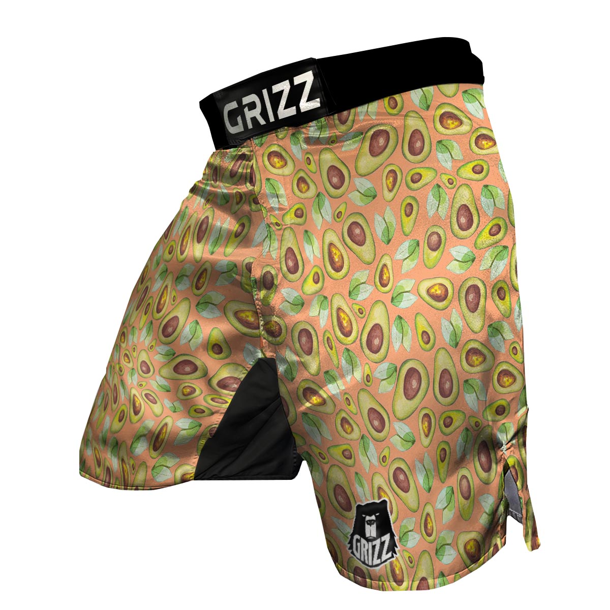 Orange Avocado Patttern Print MMA Shorts-grizzshop