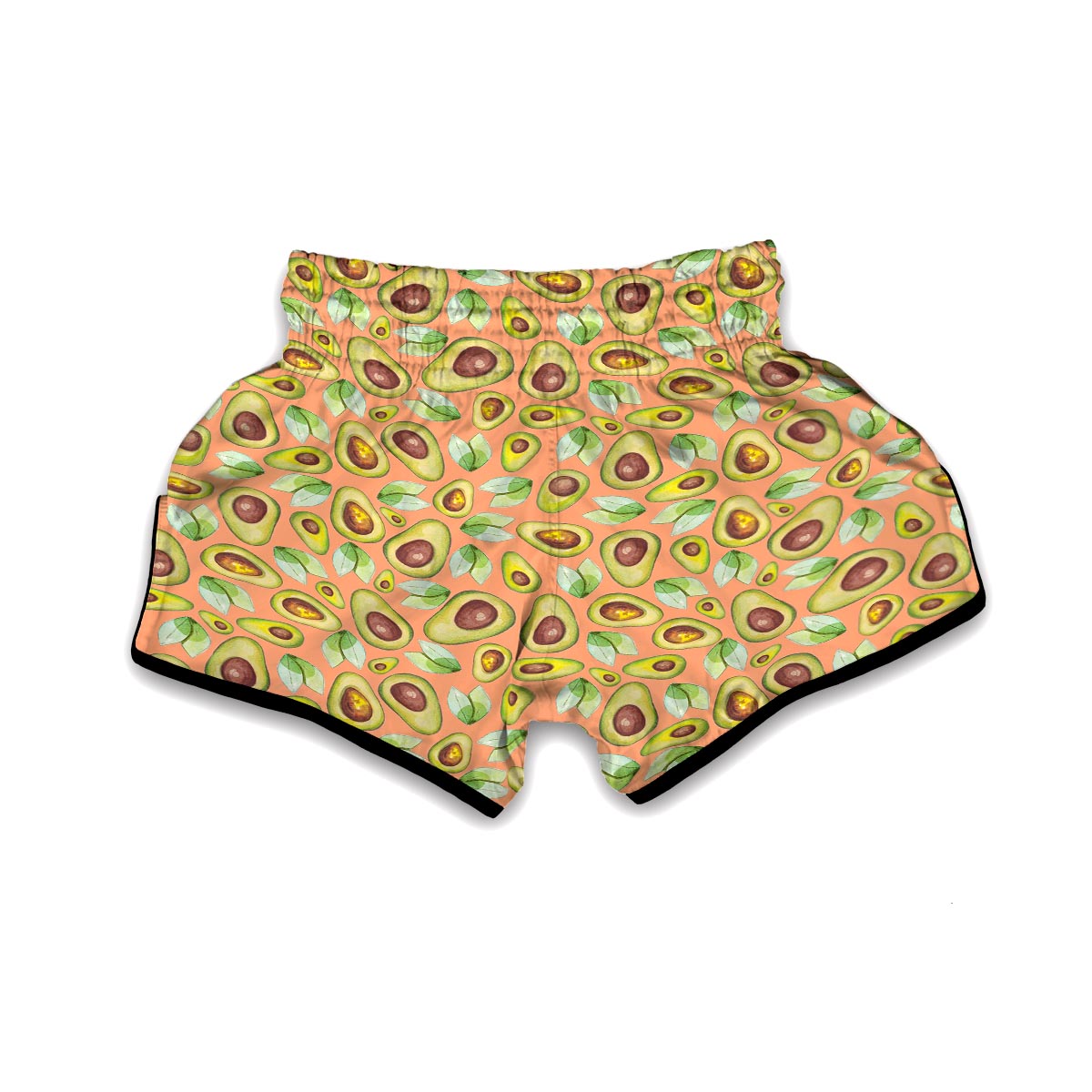 Orange Avocado Patttern Print Muay Thai Boxing Shorts-grizzshop