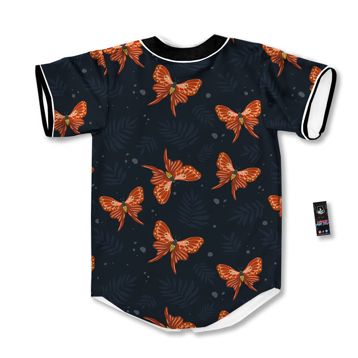 Orange Butterfly Monarch Print Pattern Baseball Jersey-grizzshop