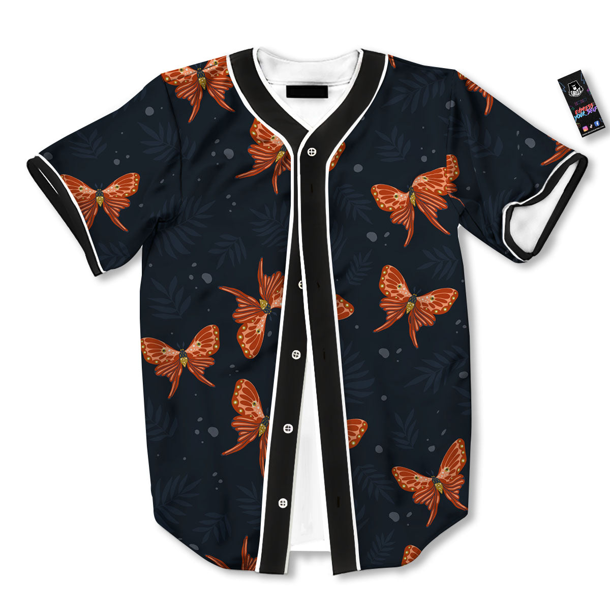 Orange Butterfly Monarch Print Pattern Baseball Jersey-grizzshop