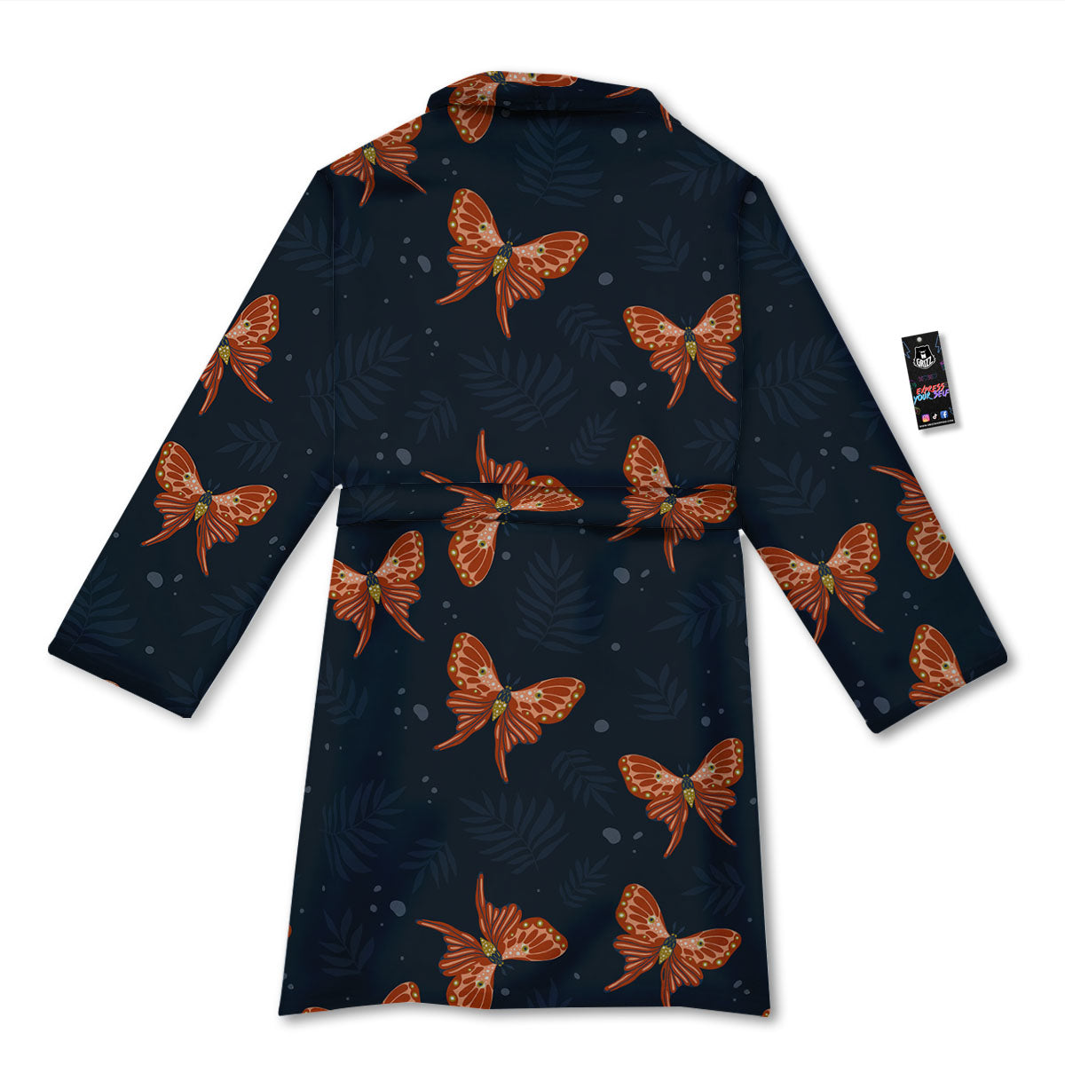 Orange Butterfly Monarch Print Pattern Bathrobe-grizzshop