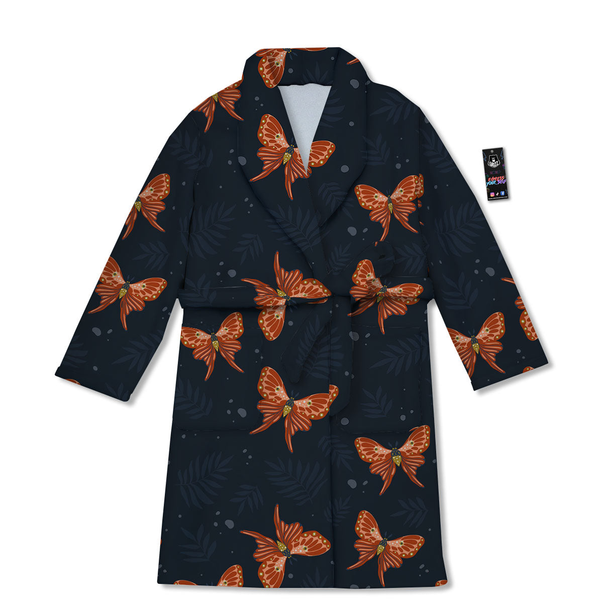 Orange Butterfly Monarch Print Pattern Bathrobe-grizzshop