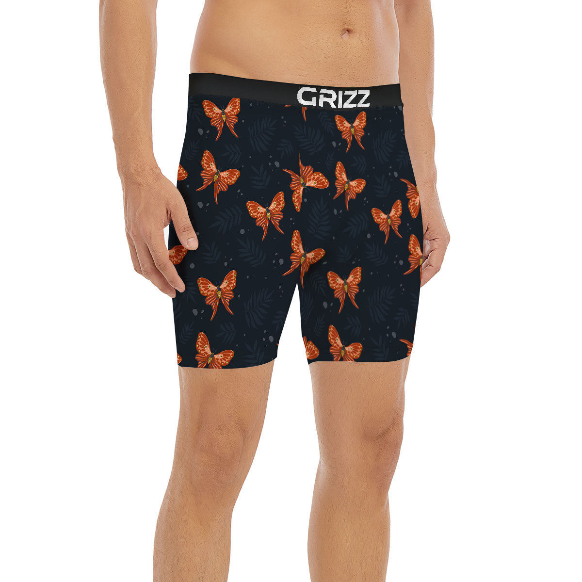 Orange Butterfly Monarch Print Pattern Boxer Briefs-grizzshop