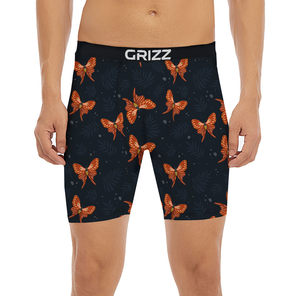 Orange Butterfly Monarch Print Pattern Boxer Briefs-grizzshop