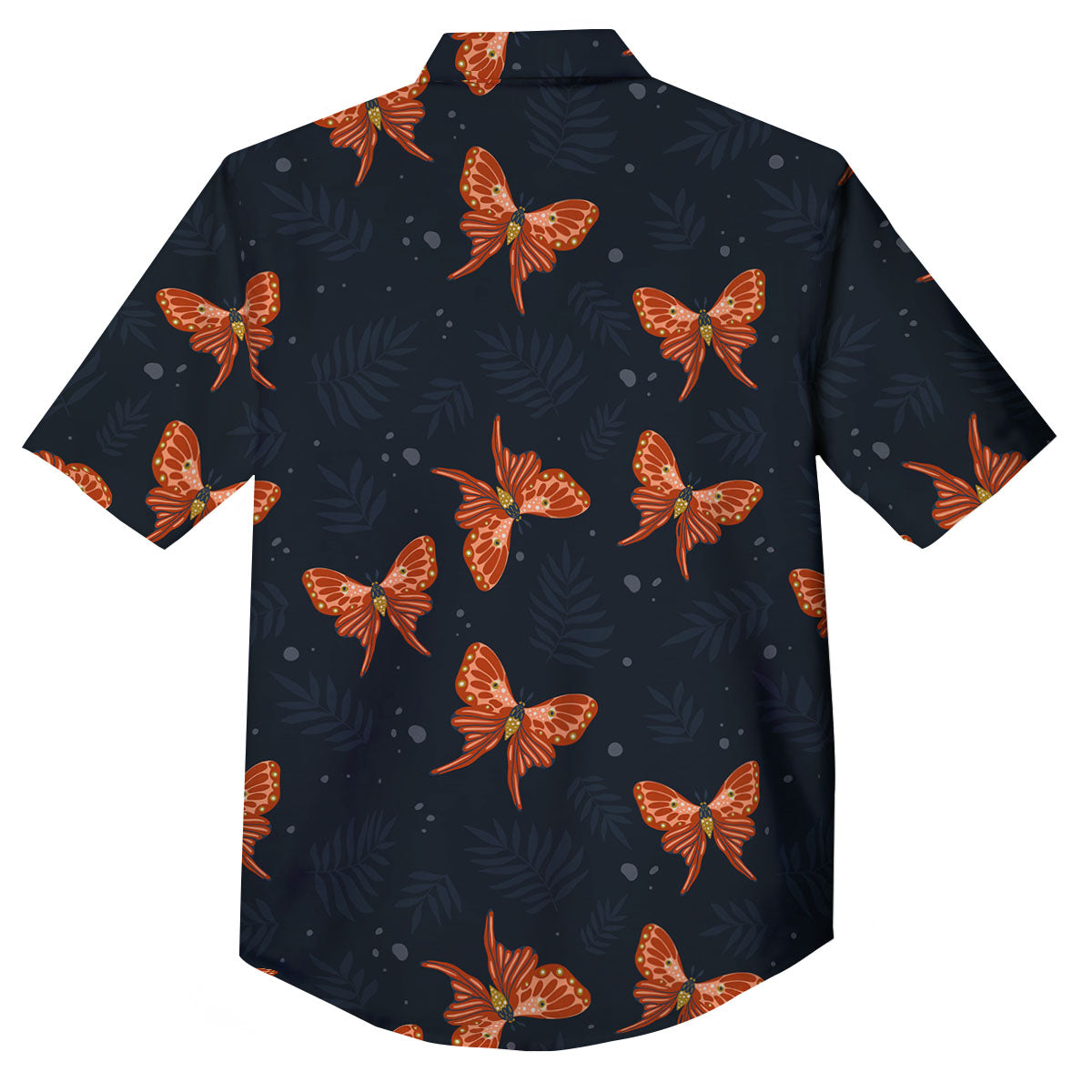 Orange Butterfly Monarch Print Pattern Button Up Shirt-grizzshop