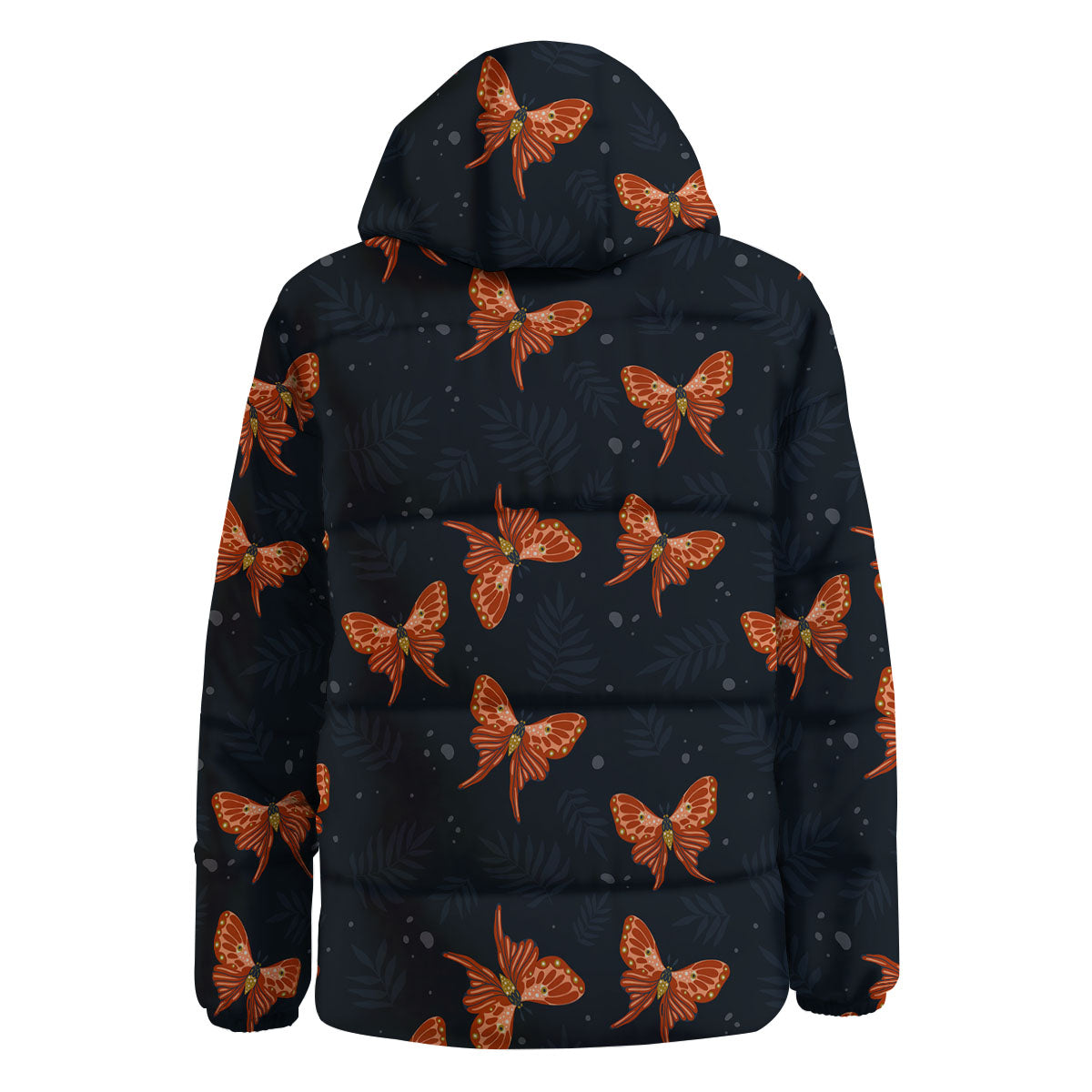 Orange Butterfly Monarch Print Pattern Down Jacket-grizzshop