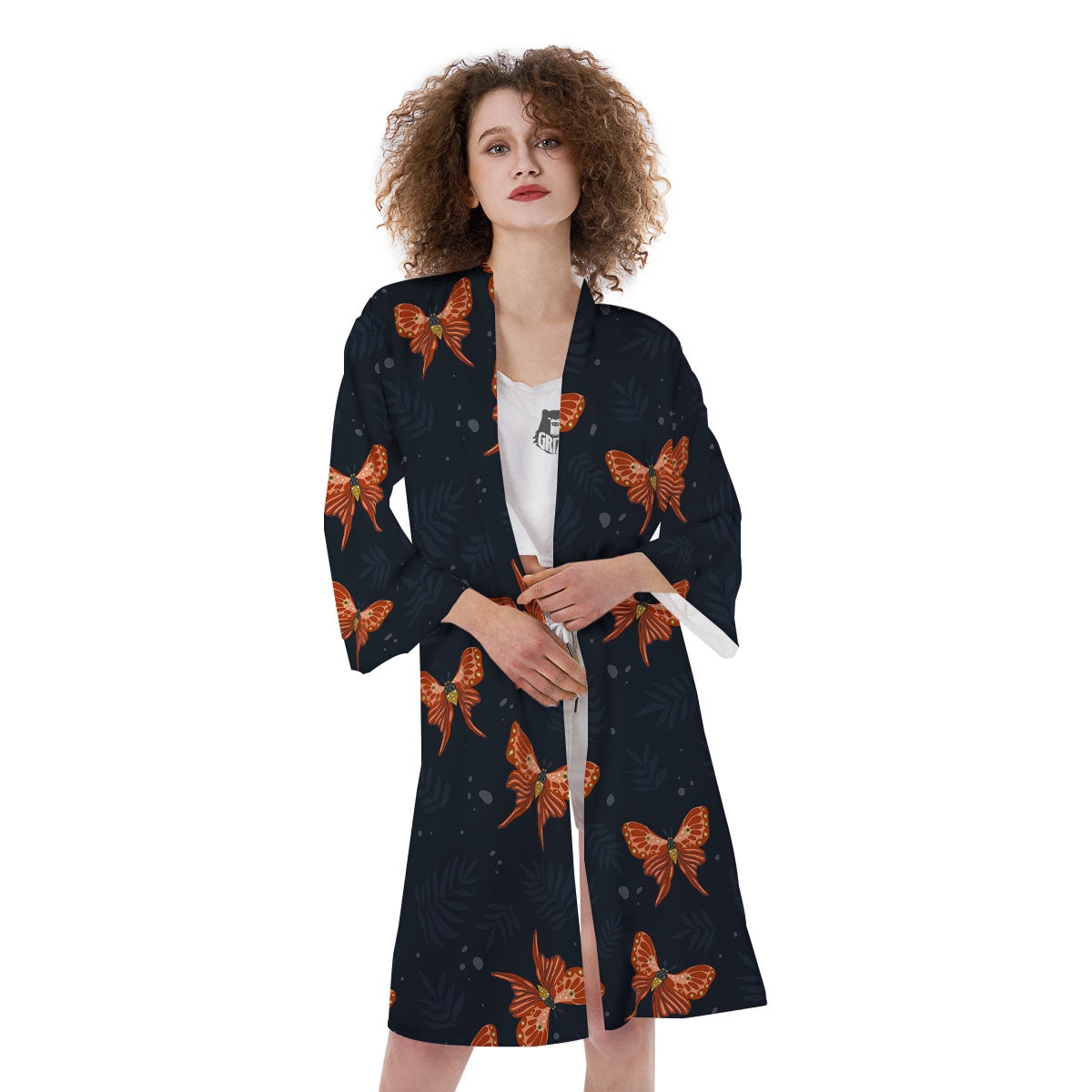 Orange Butterfly Monarch Print Pattern Kimono-grizzshop