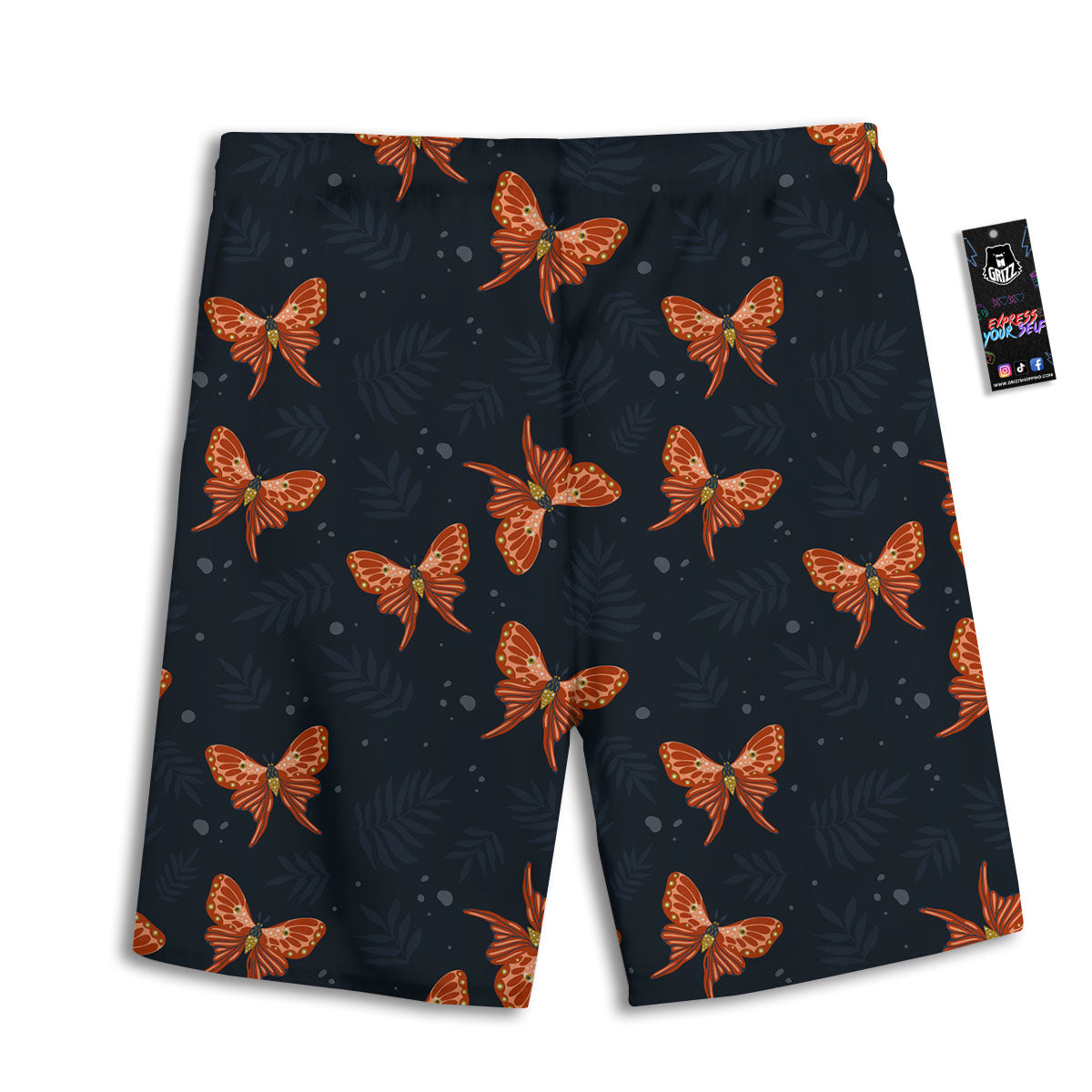 Orange Butterfly Monarch Print Pattern Men's Athletic Shorts