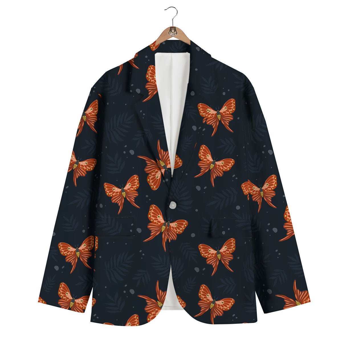 Orange Butterfly Monarch Print Pattern Men's Blazer-grizzshop