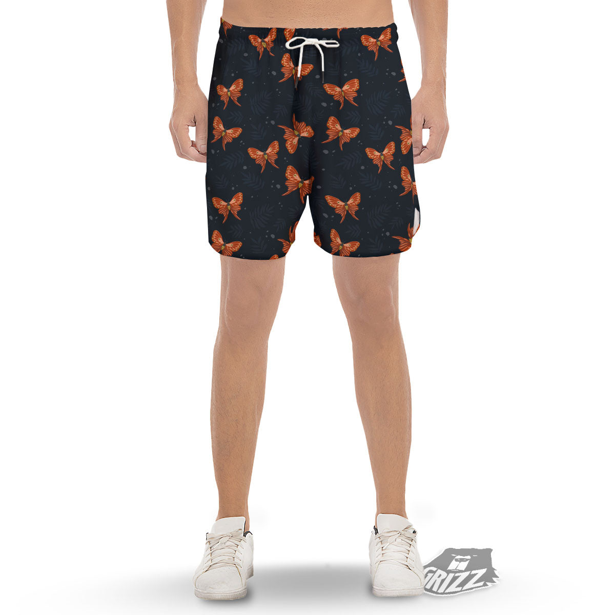 Orange Butterfly Monarch Print Pattern Men's Gym Shorts-grizzshop