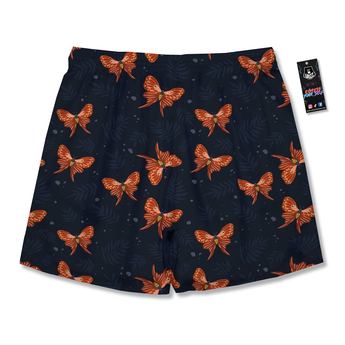 Orange Butterfly Monarch Print Pattern Men's Running Shorts-grizzshop