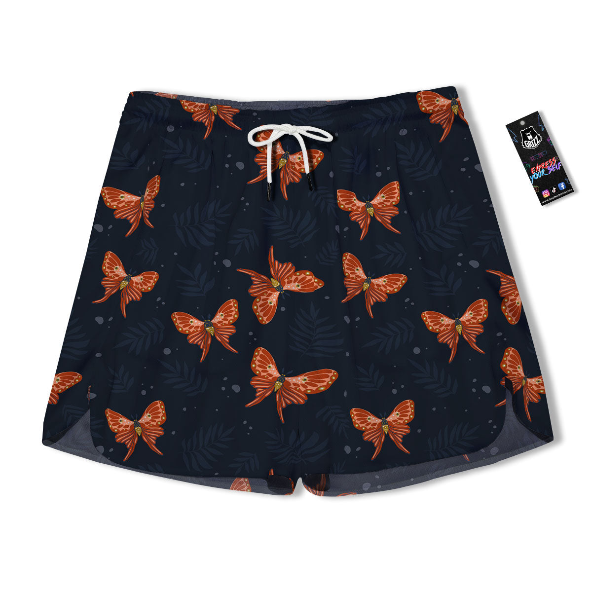 Orange Butterfly Monarch Print Pattern Men's Running Shorts-grizzshop
