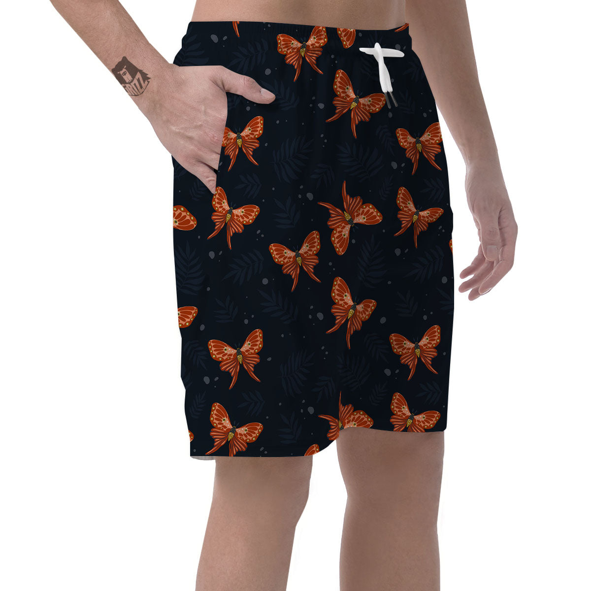 Orange Butterfly Monarch Print Pattern Men's Shorts-grizzshop