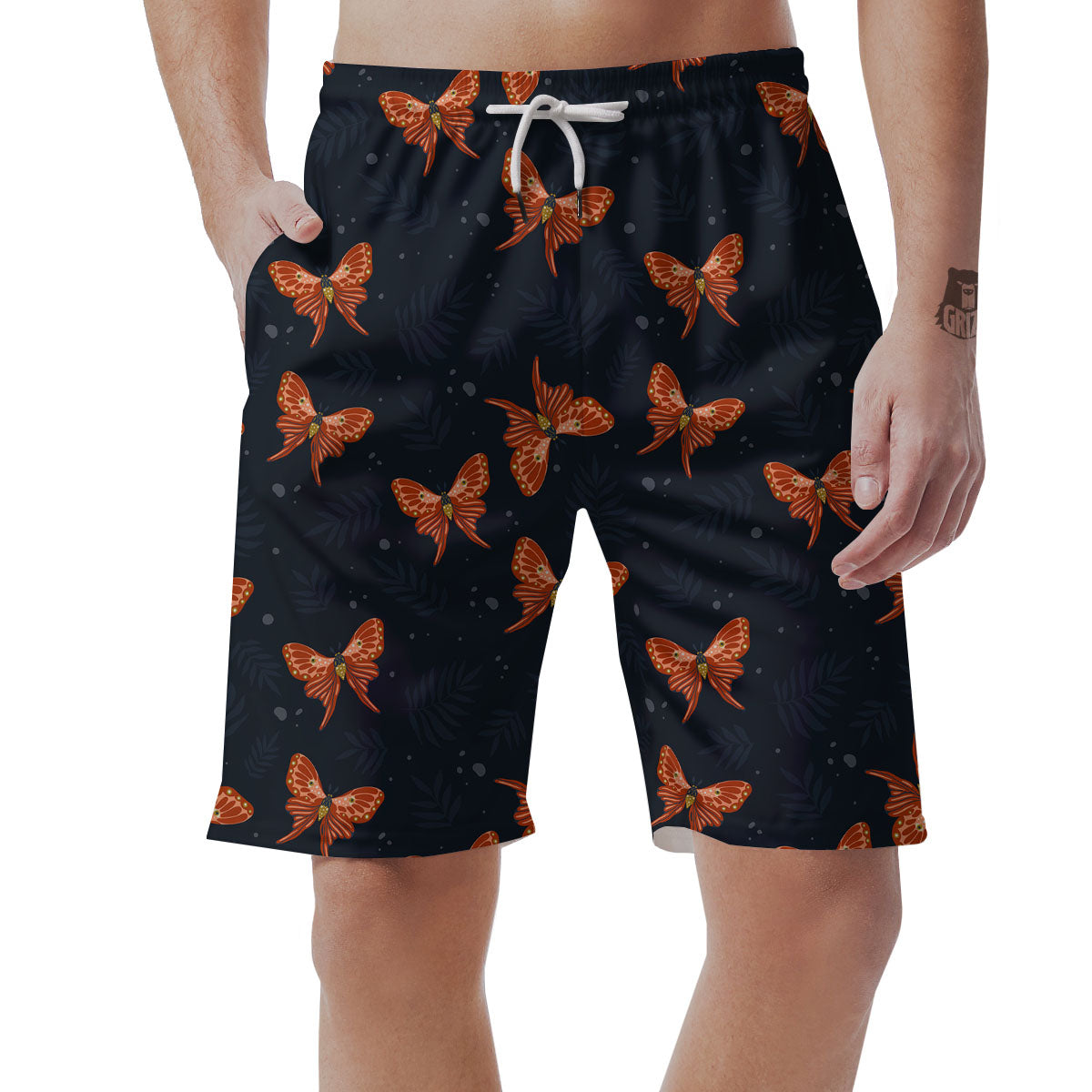 Orange Butterfly Monarch Print Pattern Men's Shorts-grizzshop
