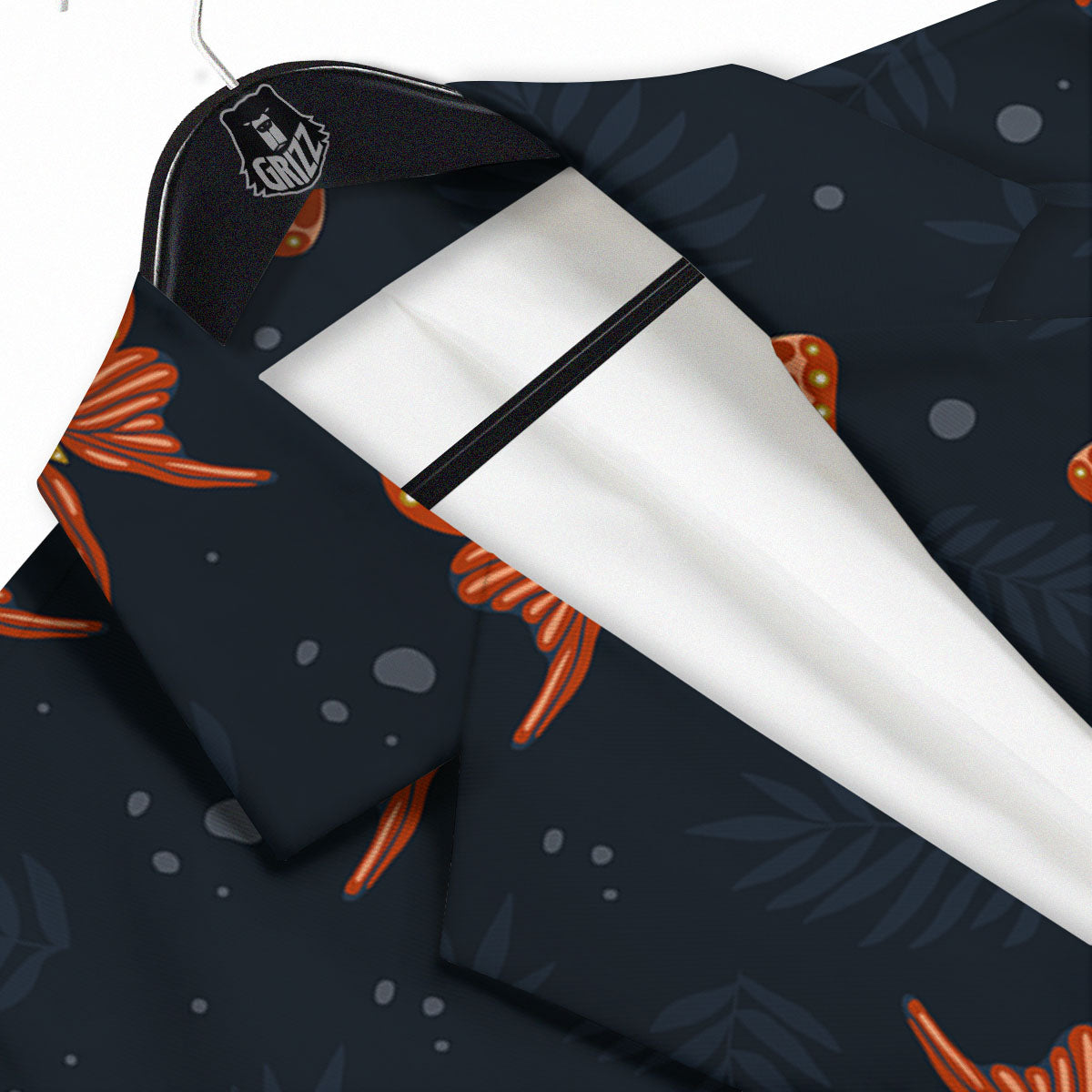 Orange Butterfly Monarch Print Pattern Men's Sport Coat-grizzshop