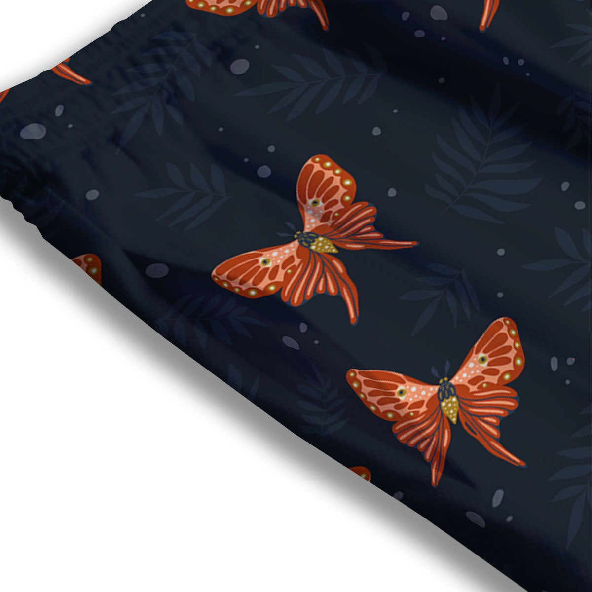 Orange Butterfly Monarch Print Pattern Mesh Shorts