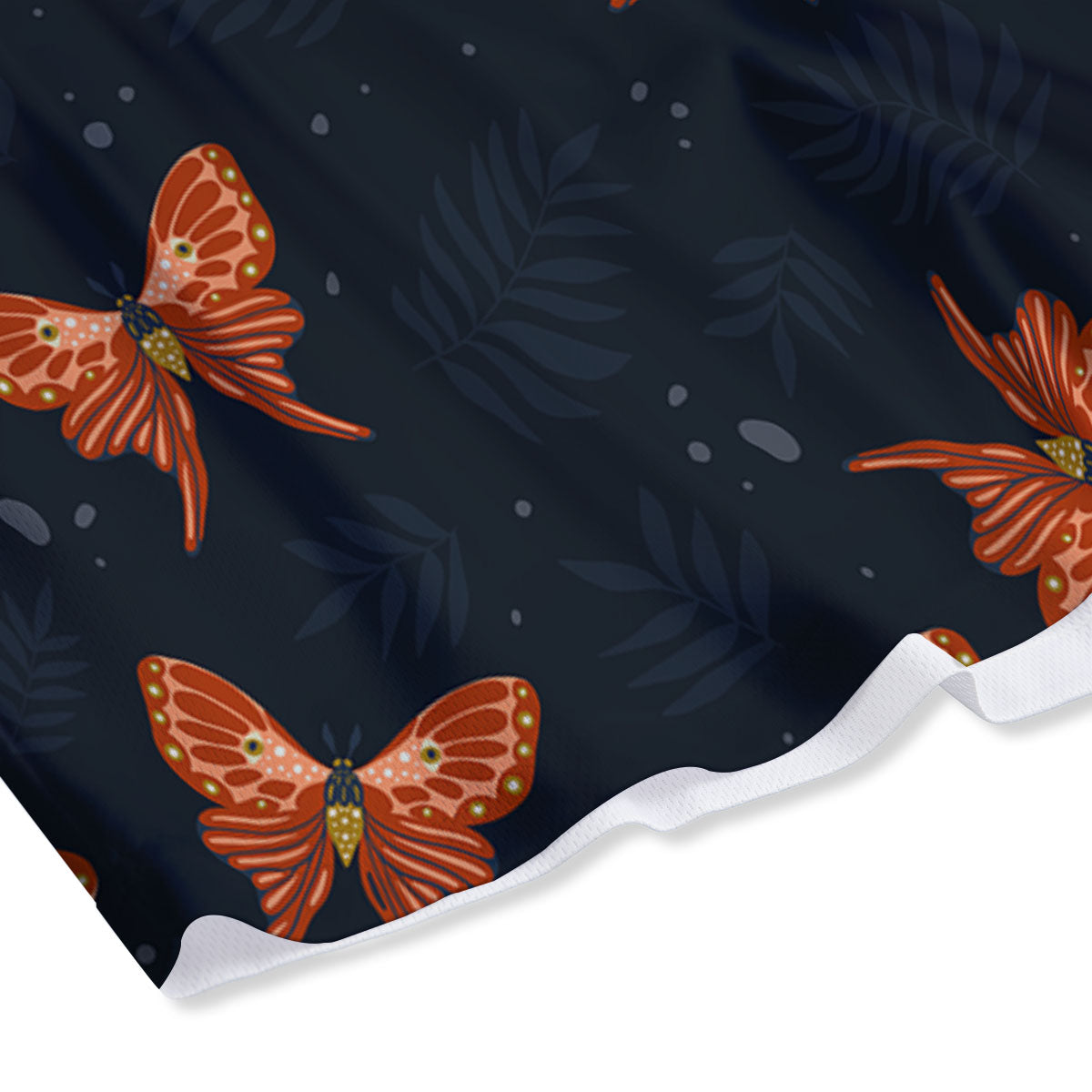 Orange Butterfly Monarch Print Pattern Mesh Shorts