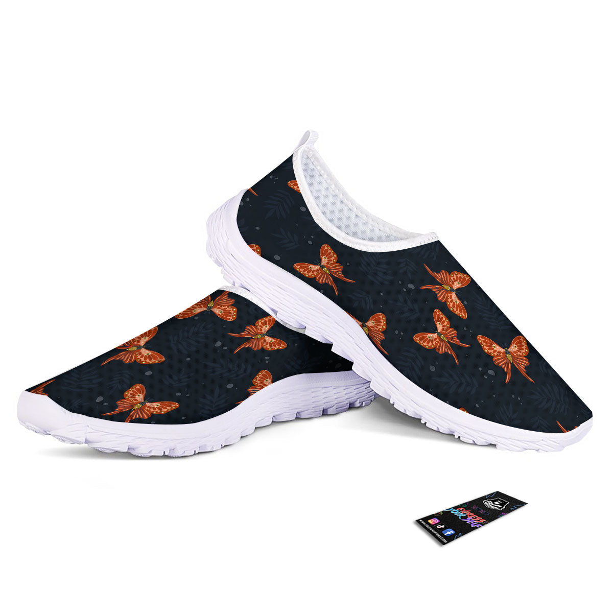 Orange Butterfly Monarch Print Pattern Nurse Shoes-grizzshop