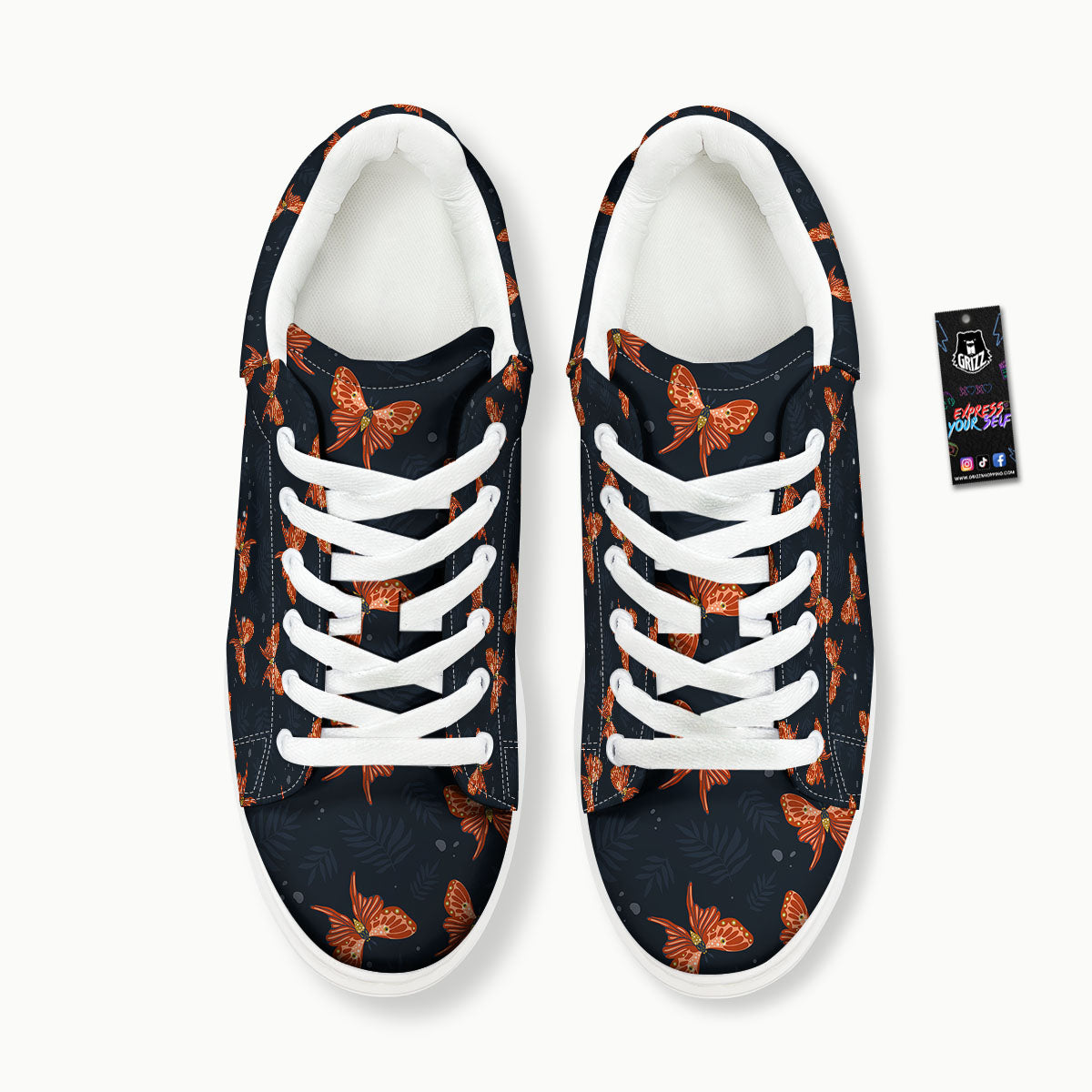 Orange Butterfly Monarch Print Pattern Platform Shoes-grizzshop