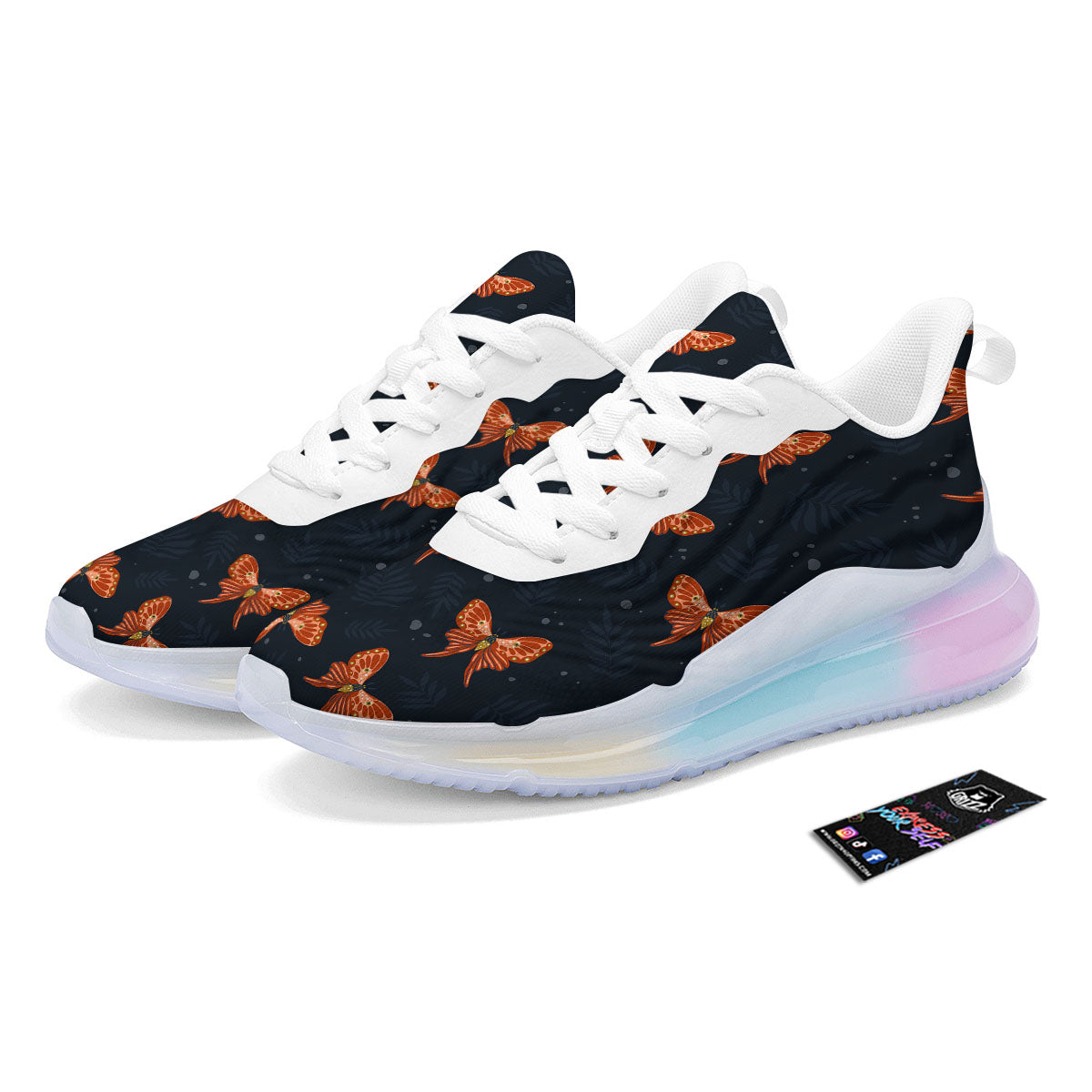 Orange Butterfly Monarch Print Pattern Running Sneakers-grizzshop