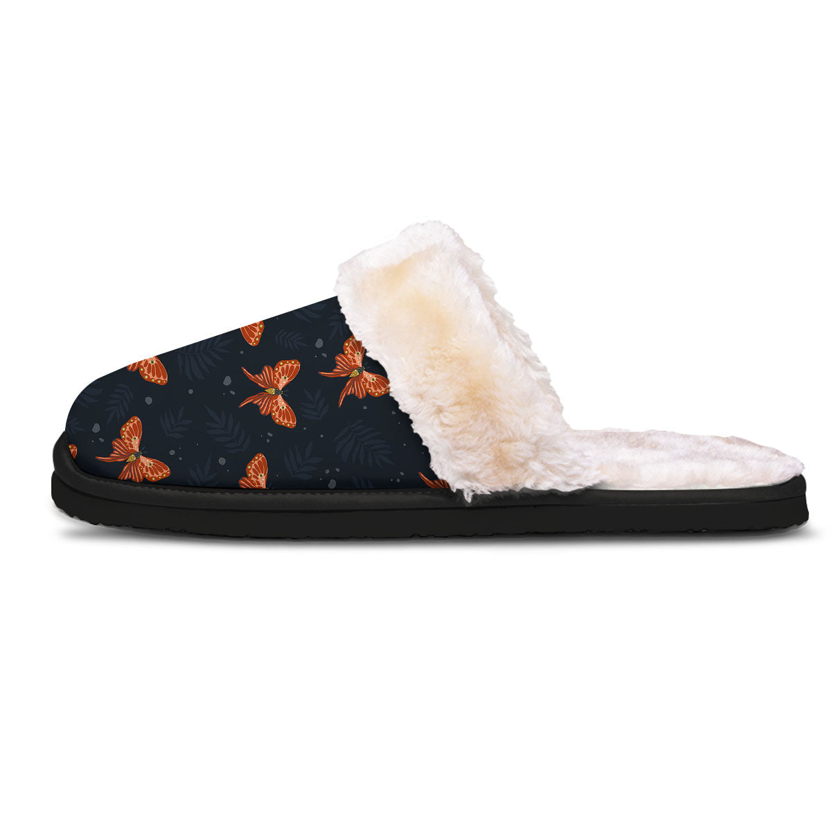Orange Butterfly Monarch Print Pattern Slippers-grizzshop