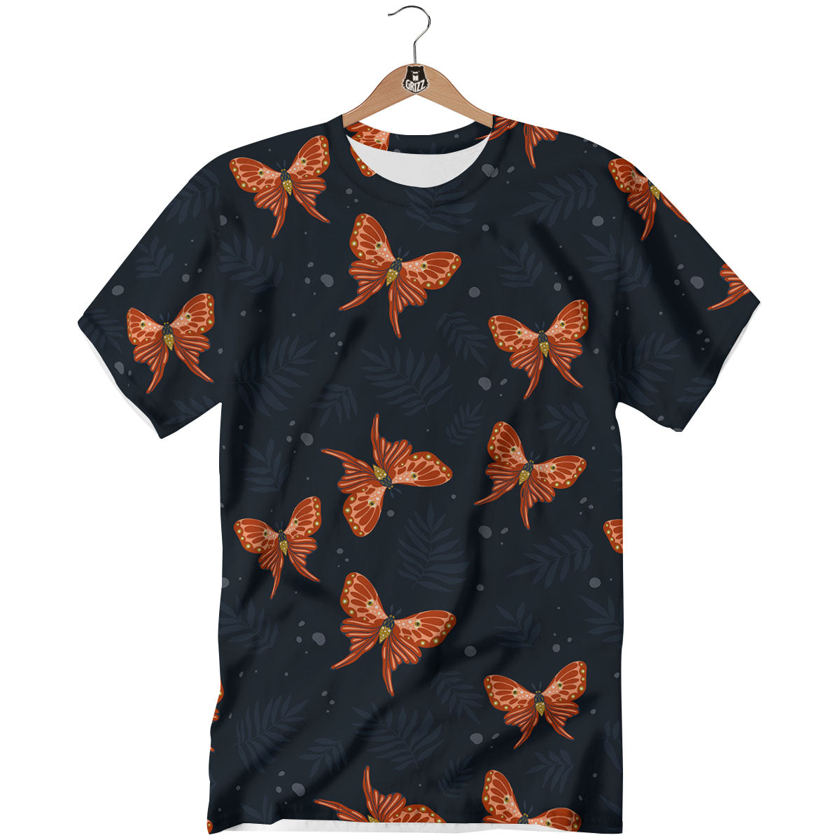 Orange Butterfly Monarch Print Pattern T-Shirt-grizzshop