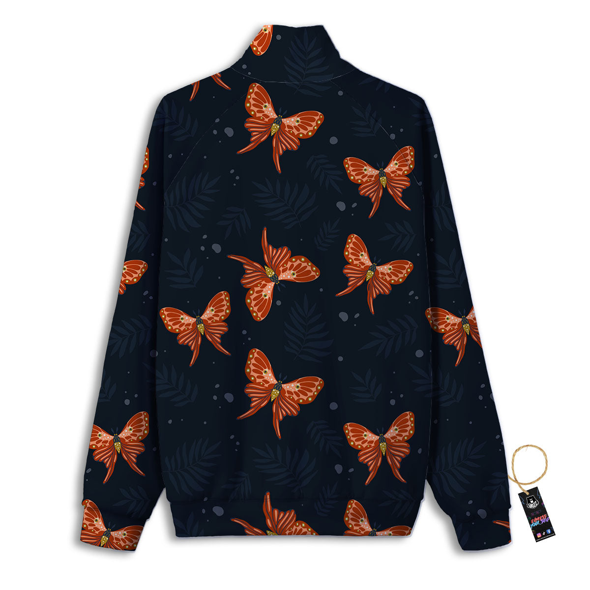Orange Butterfly Monarch Print Pattern Track Jacket-grizzshop