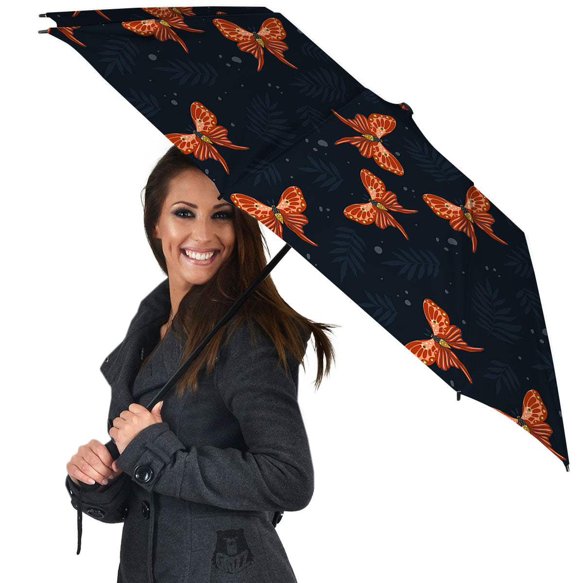 Orange Butterfly Monarch Print Pattern Umbrella-grizzshop