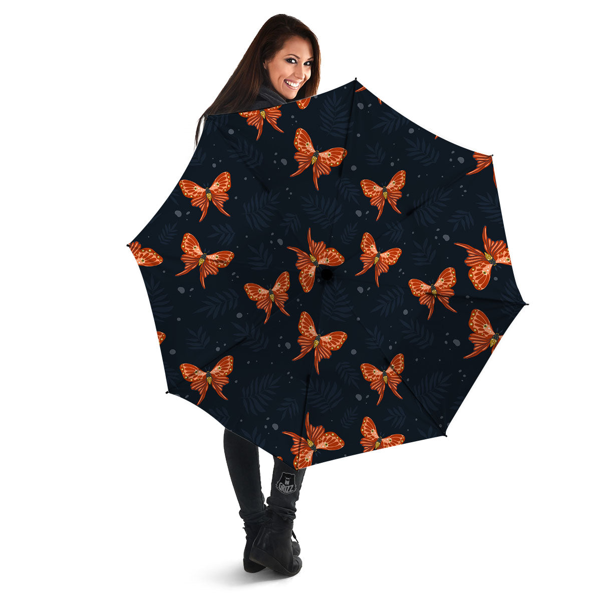 Orange Butterfly Monarch Print Pattern Umbrella-grizzshop