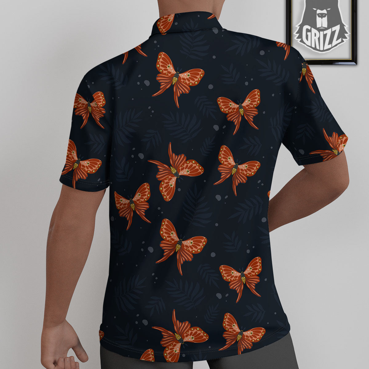 Orange Butterfly Monarch Print Pattern Untucked Shirts-grizzshop