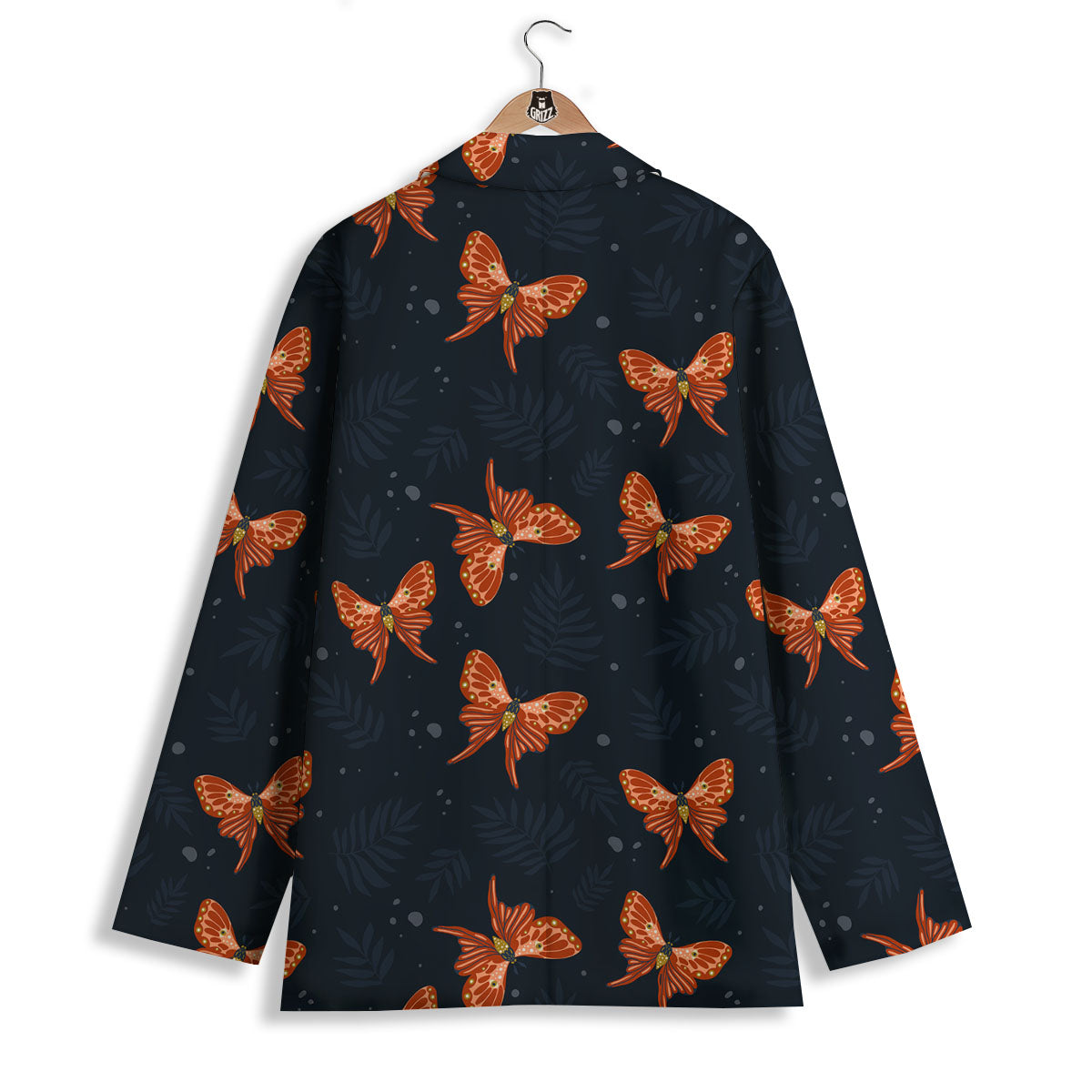Orange Butterfly Monarch Print Pattern Women's Blazer-grizzshop