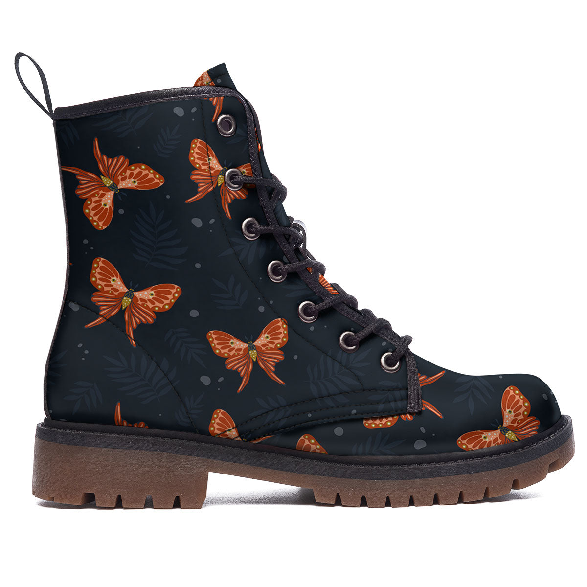 Orange Butterfly Monarch Print Pattern Work Boots-grizzshop