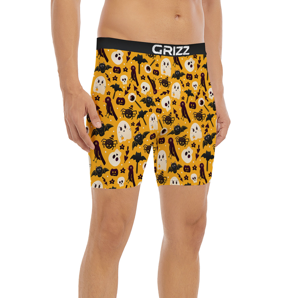 Orange Color Halloween Cute Print Pattern Boxer Briefs-grizzshop