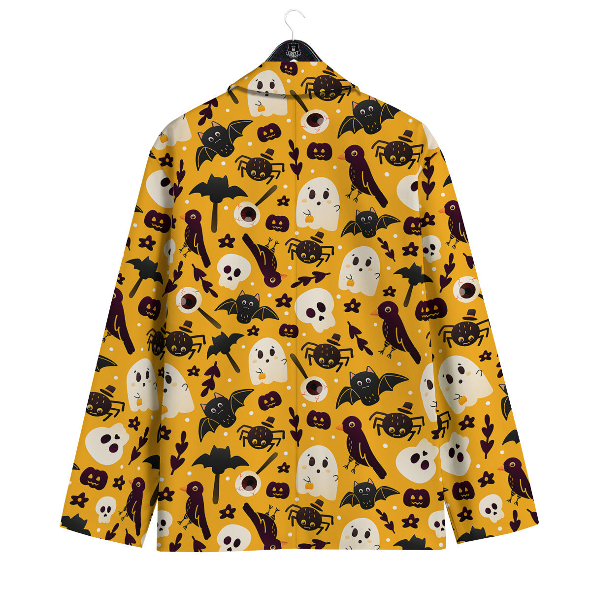 Orange Color Halloween Cute Print Pattern Men's Sport Coat-grizzshop