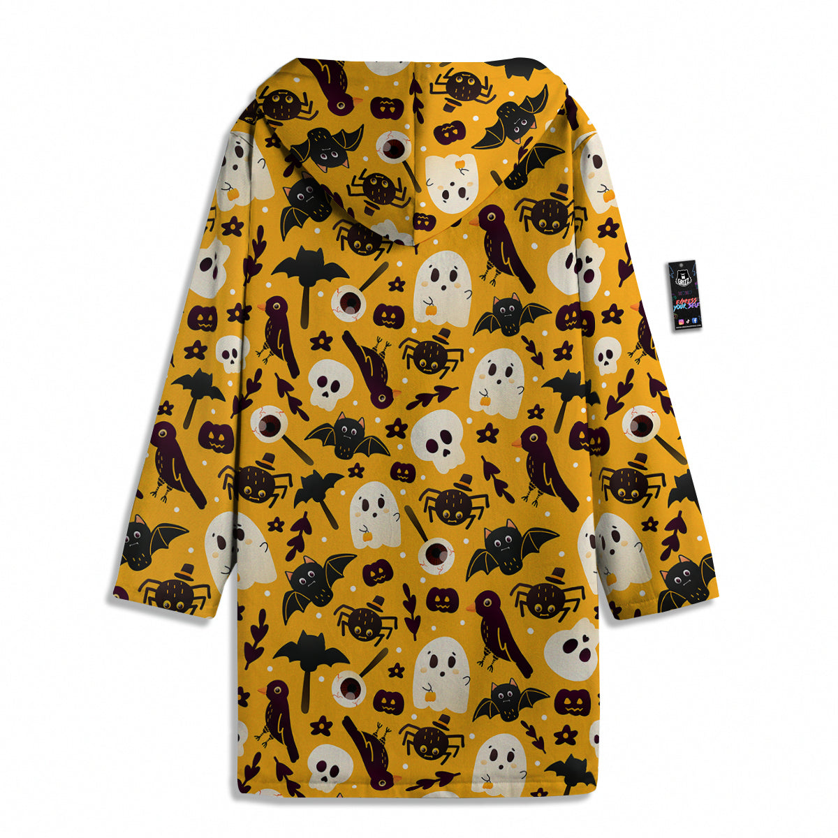 Orange Color Halloween Cute Print Pattern Men's Windbreaker Jacket-grizzshop