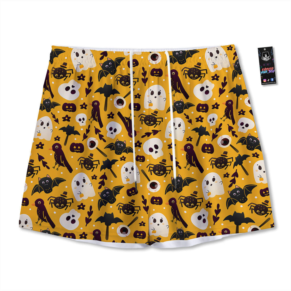 Patchwork Ethnic Floral Print Pattern Mesh Shorts