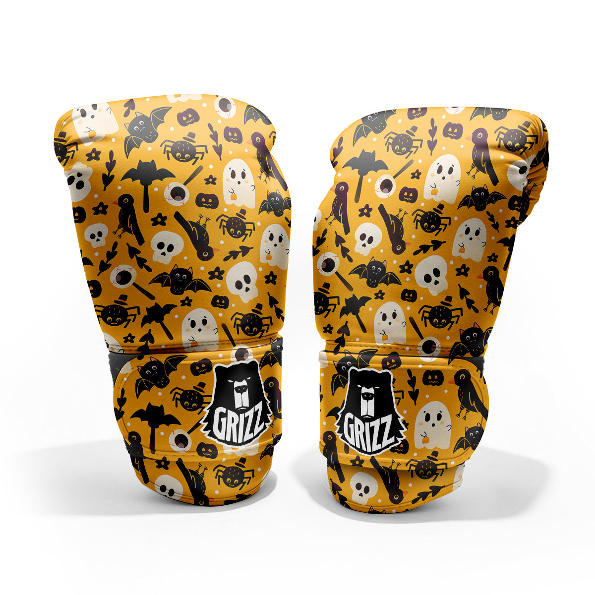 Orange Color Halloween Cute Print Pattern Pro Boxing Glove