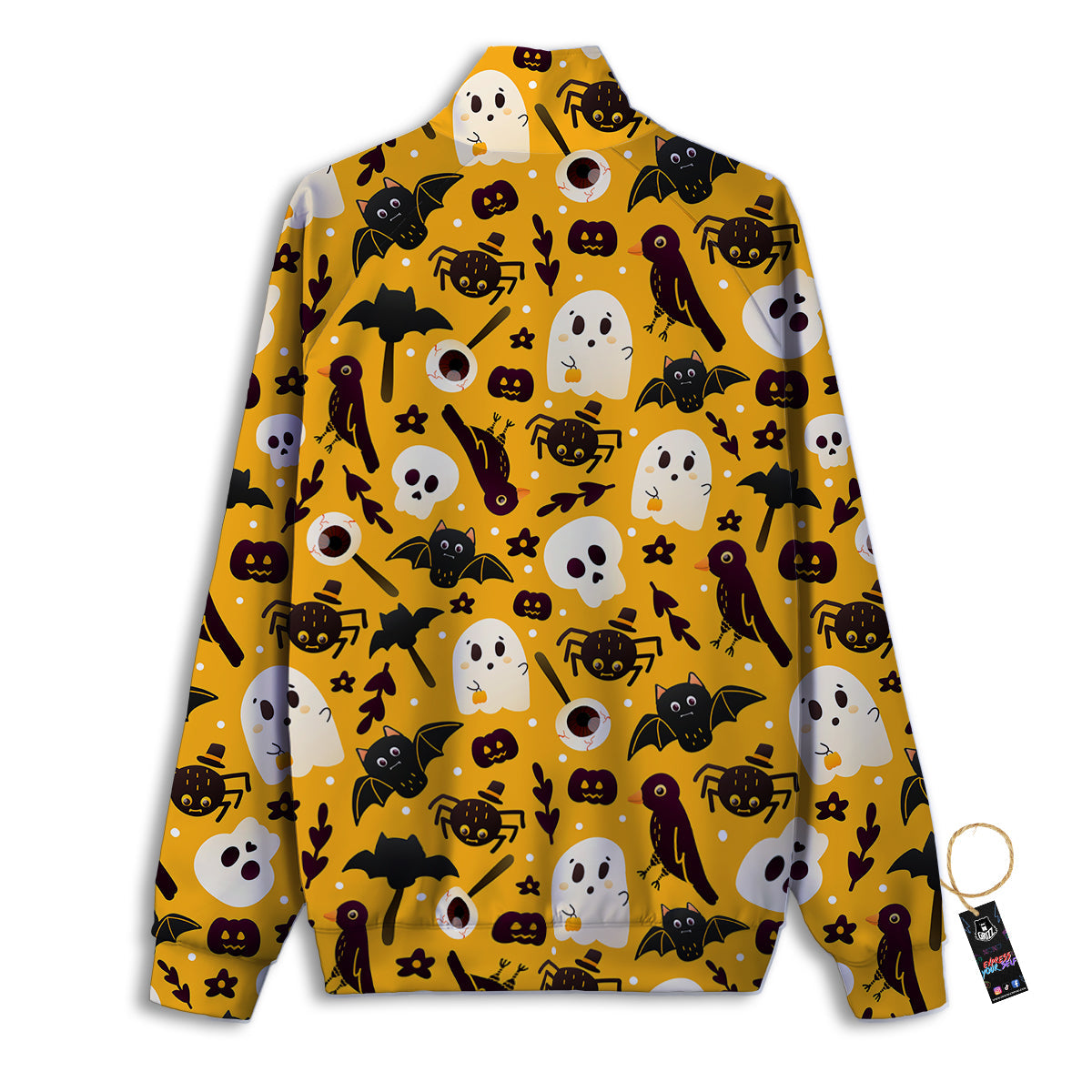 Orange Color Halloween Cute Print Pattern Track Jacket-grizzshop