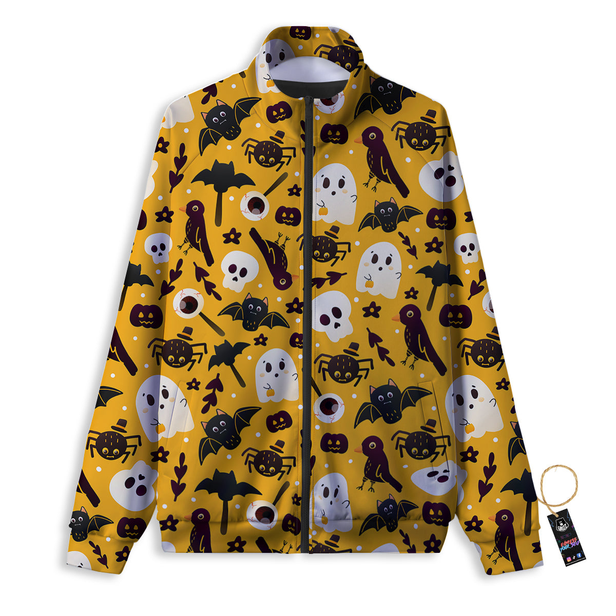 Orange Color Halloween Cute Print Pattern Track Jacket-grizzshop