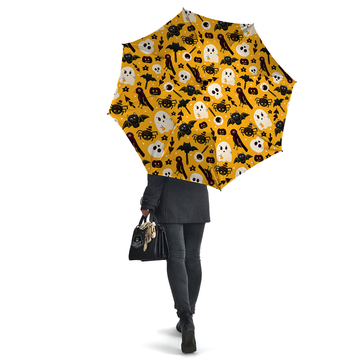 Orange Color Halloween Cute Print Pattern Umbrella-grizzshop