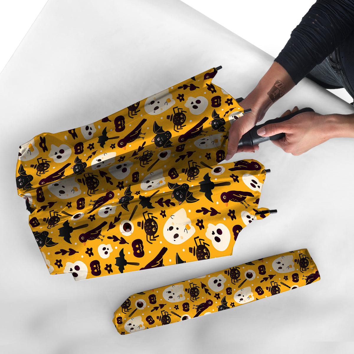 Orange Color Halloween Cute Print Pattern Umbrella-grizzshop